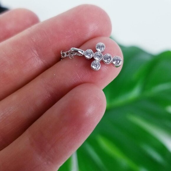 925 Sterling Silver OR Yellow Small Cross Pendant - Picture 5 of 8